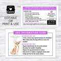 service dog handler ada information card